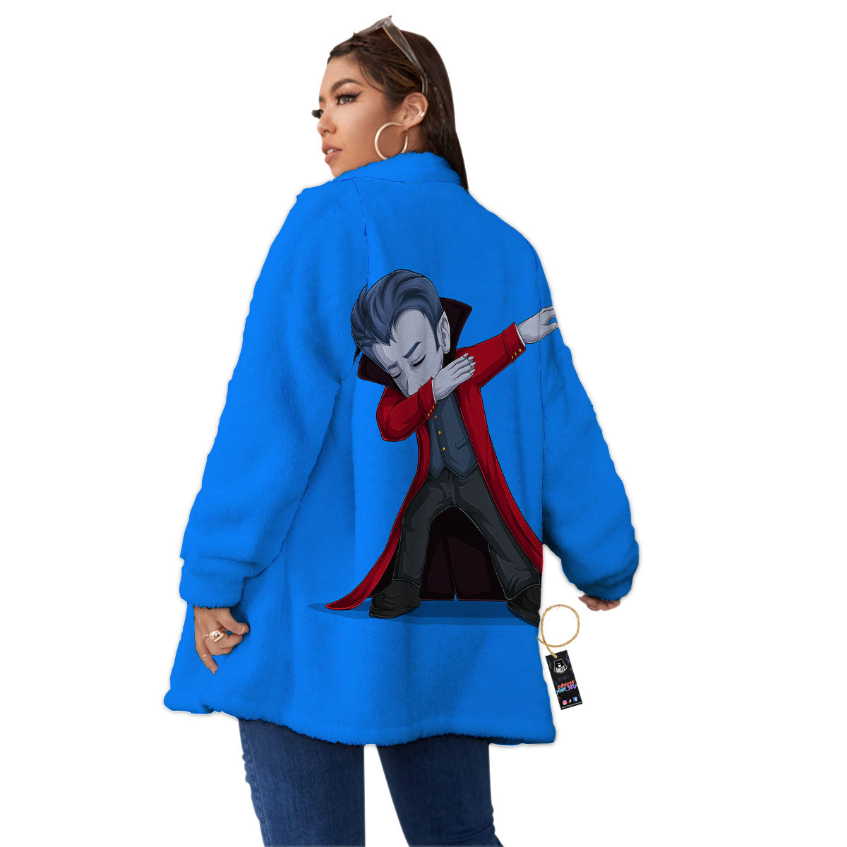 Dracula Vampire Dap Print Women's Sherpa Jacket-grizzshop