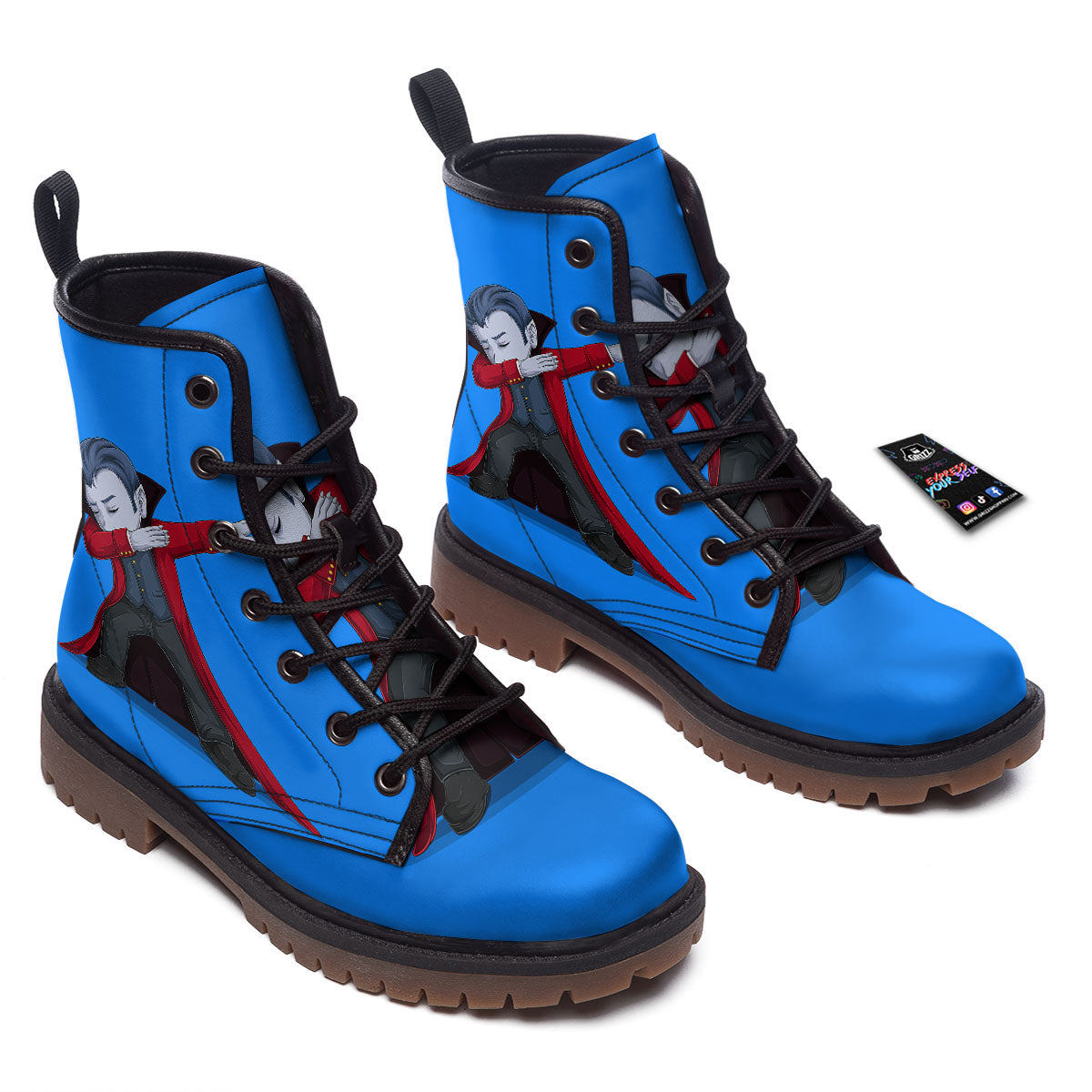 Dracula Vampire Dap Print Work Boots-grizzshop