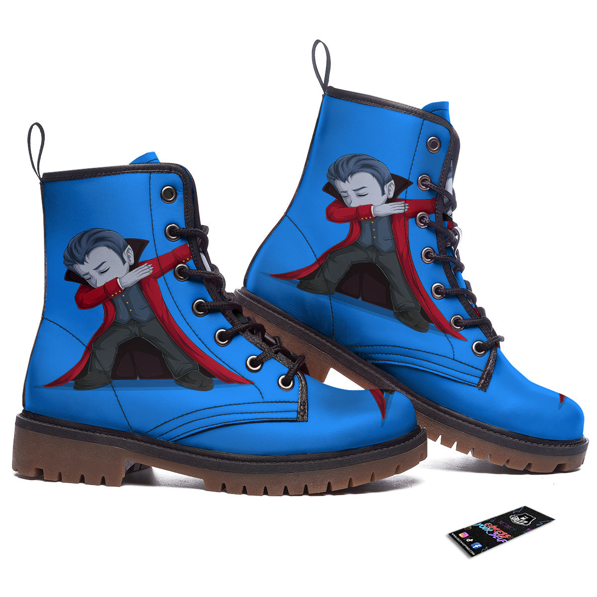 Dracula Vampire Dap Print Work Boots-grizzshop