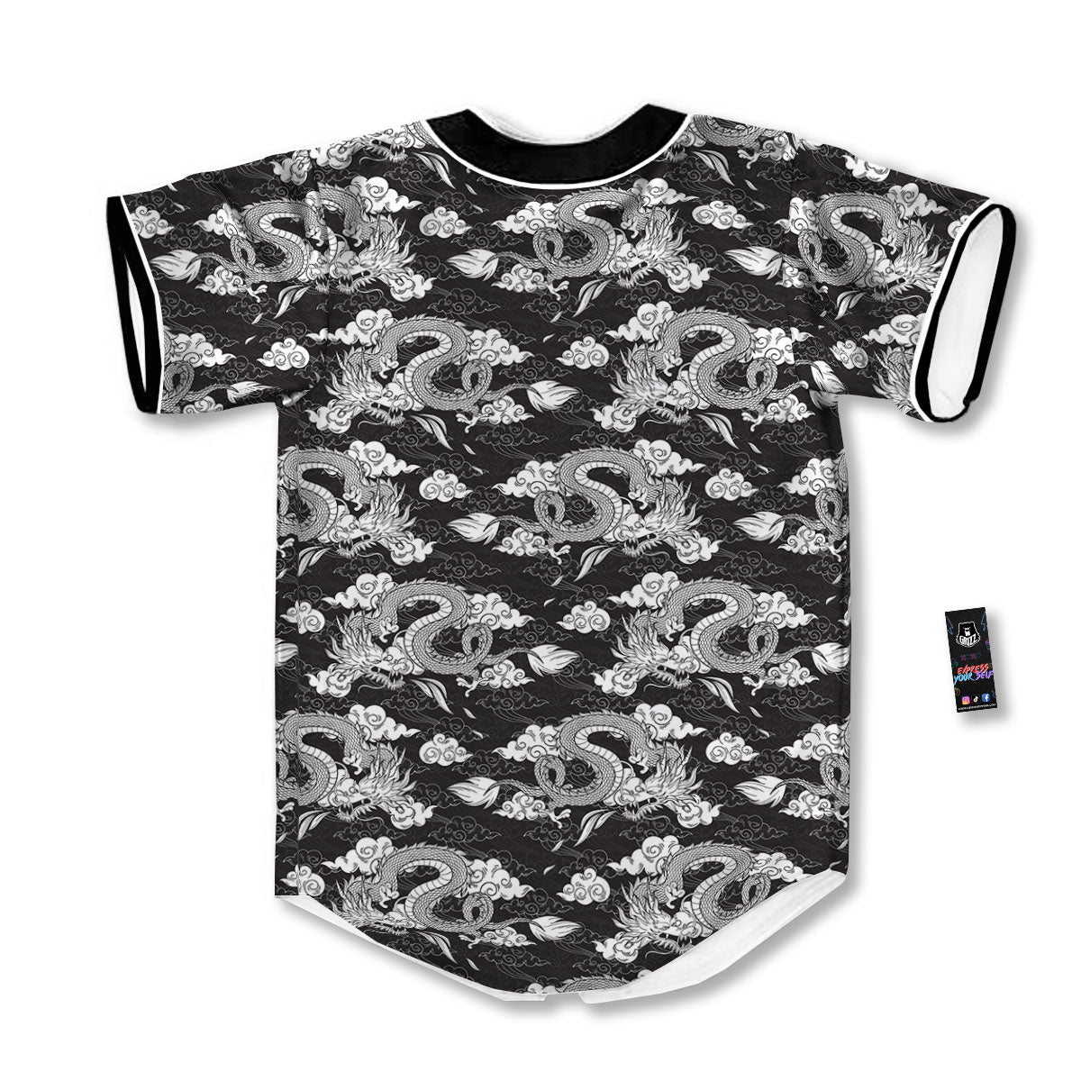Dragon Eastern Print Pattern Baseball Jersey-grizzshop