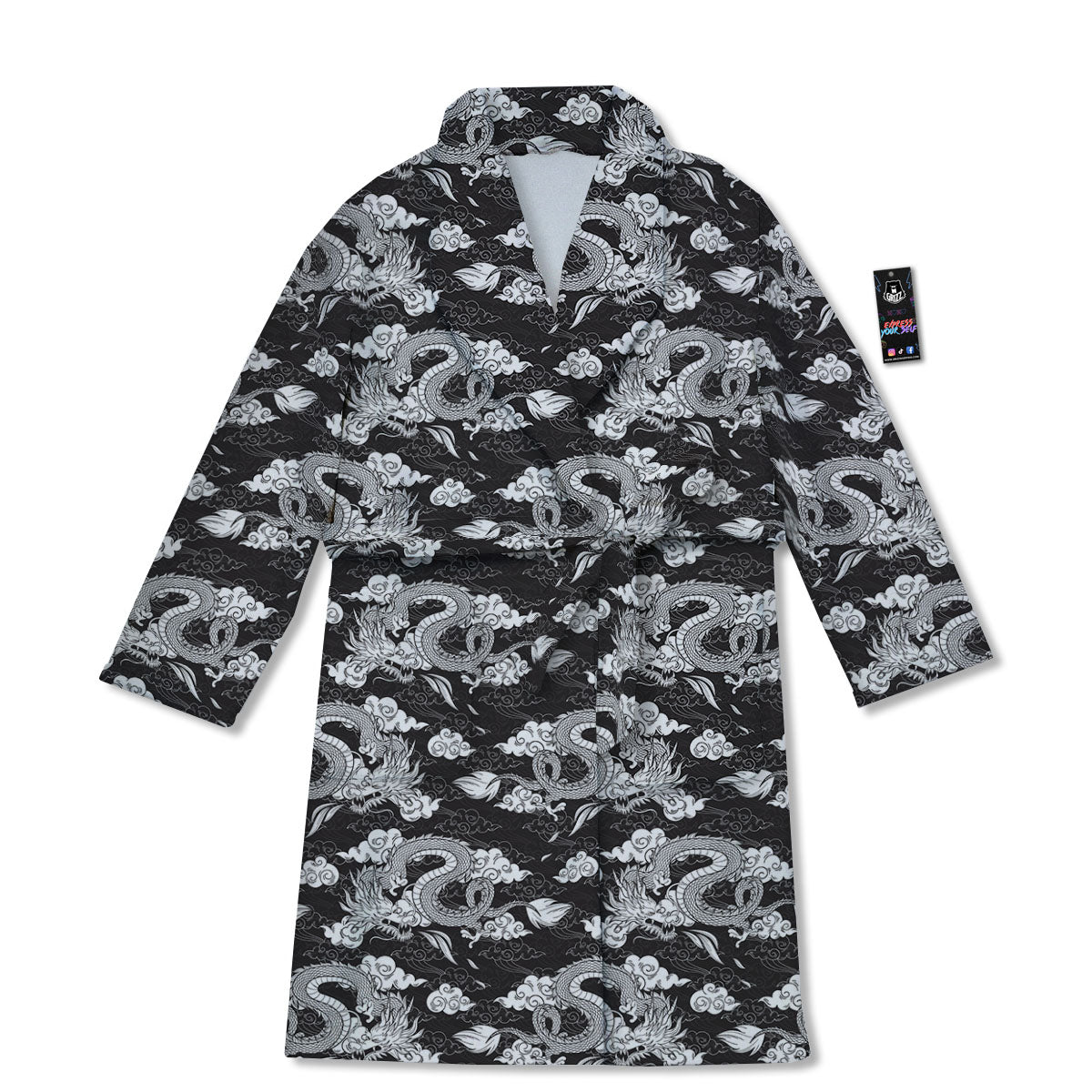 Dragon Eastern Print Pattern Bathrobe-grizzshop