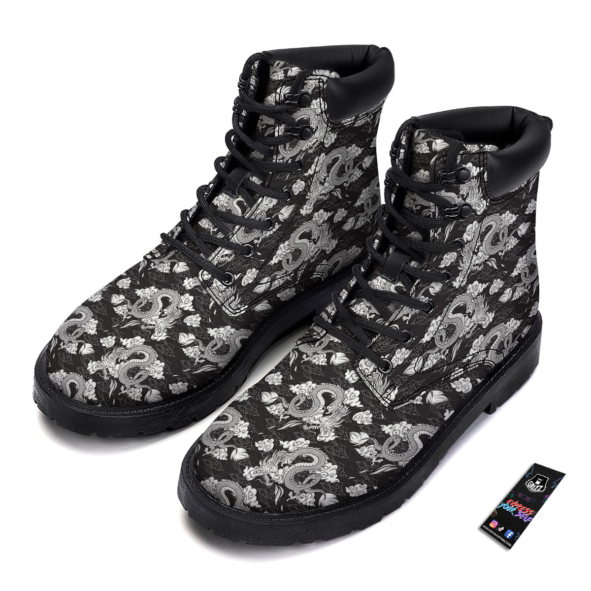 Dragon Eastern Print Pattern Boots-grizzshop