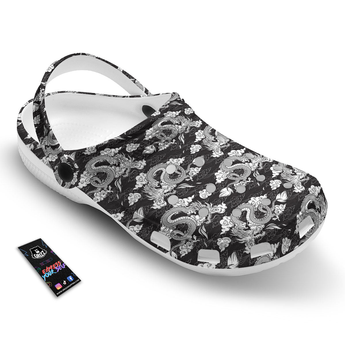 Dragon Eastern Print Pattern Clog-grizzshop
