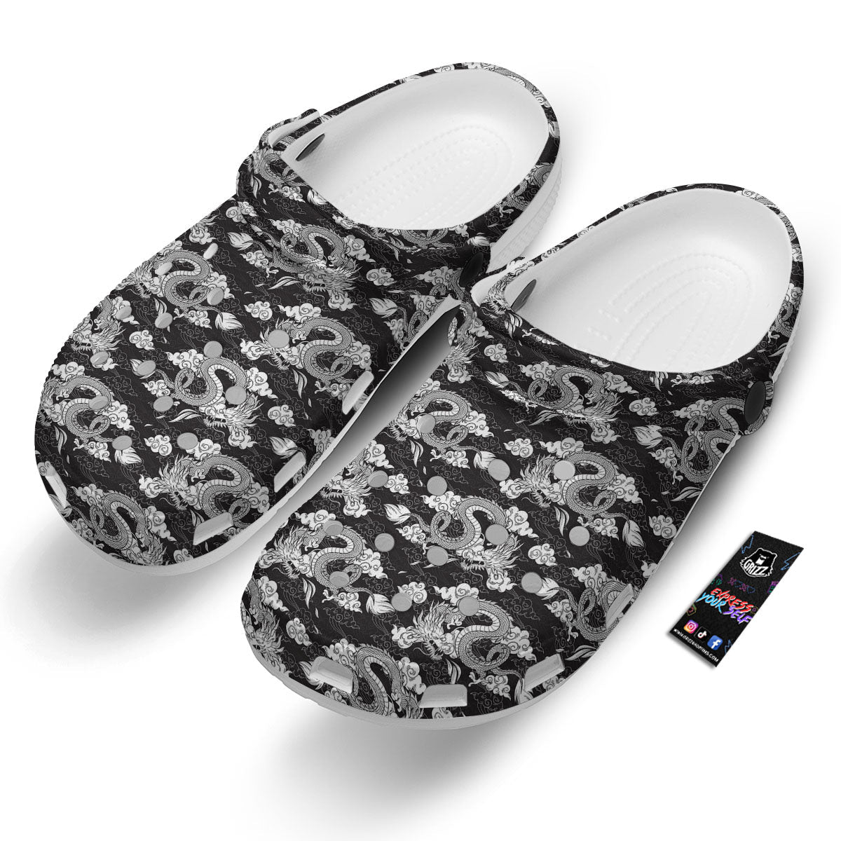 Dragon Eastern Print Pattern Clog-grizzshop