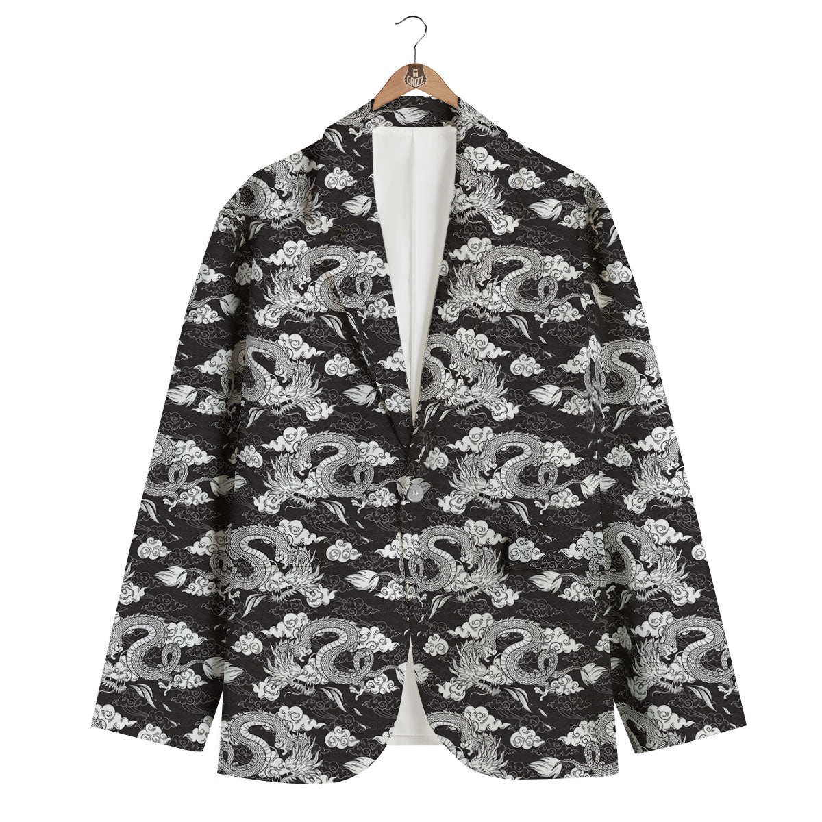 Dragon Eastern Print Pattern Men's Blazer-grizzshop