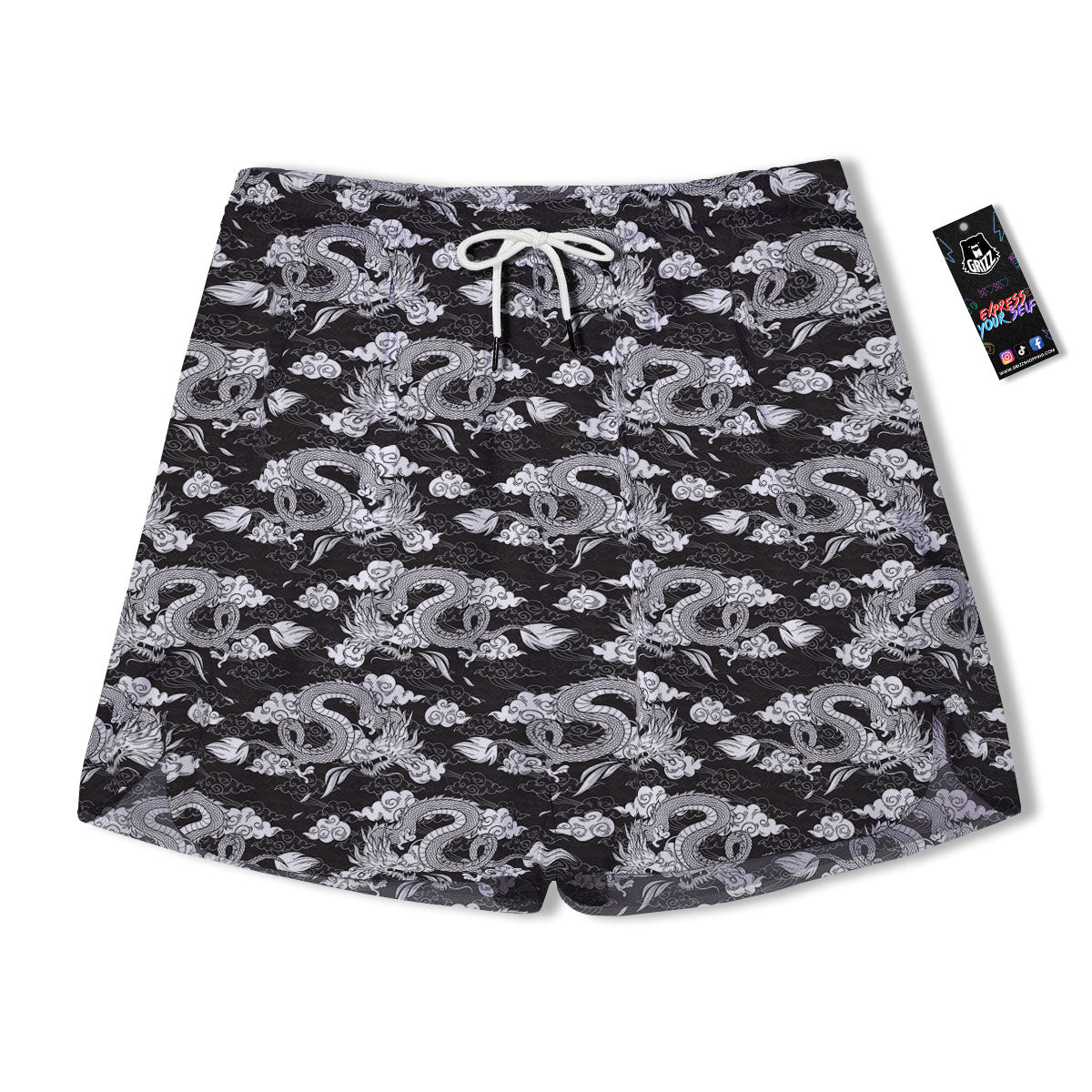 Dragon Eastern Print Pattern Men's Running Shorts-grizzshop