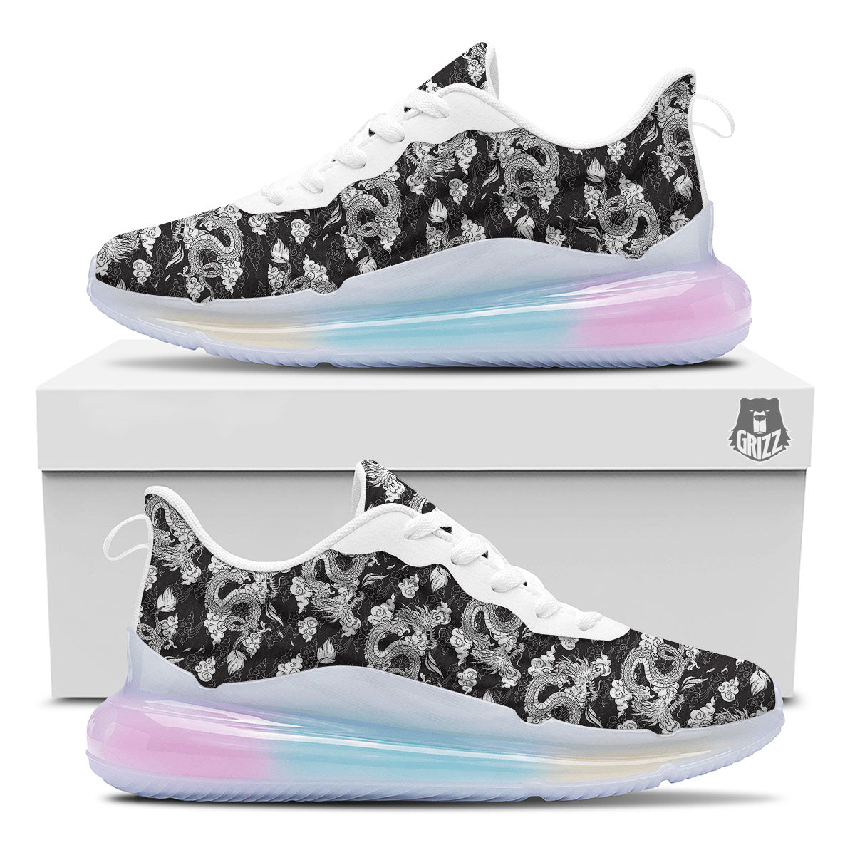Dragon Eastern Print Pattern Running Sneakers-grizzshop