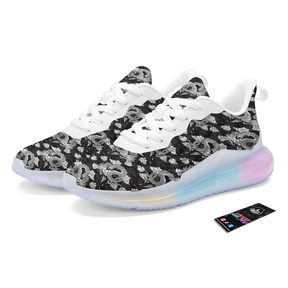 Dragon Eastern Print Pattern Running Sneakers-grizzshop