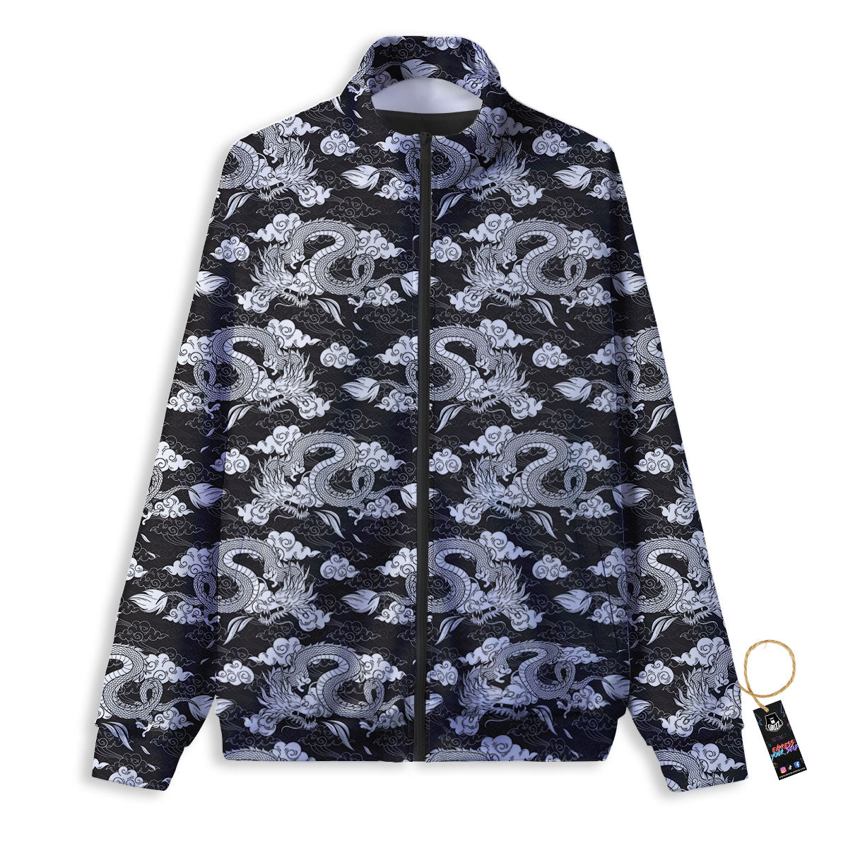 Dragon Eastern Print Pattern Track Jacket-grizzshop