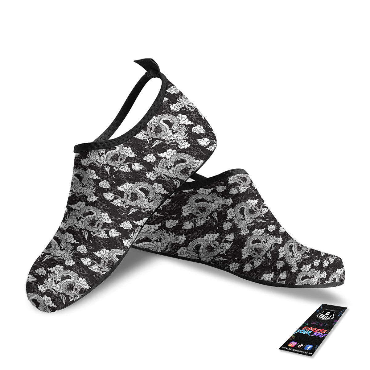 Dragon Eastern Print Pattern Water Shoes-grizzshop
