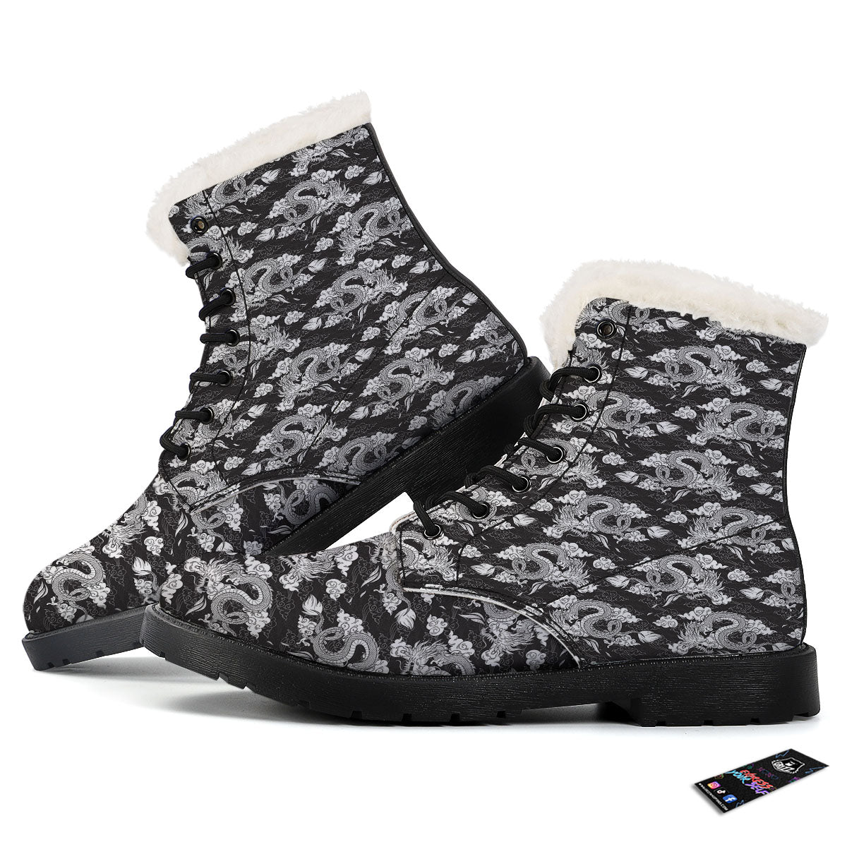 Dragon Eastern Print Pattern Winter Boots-grizzshop