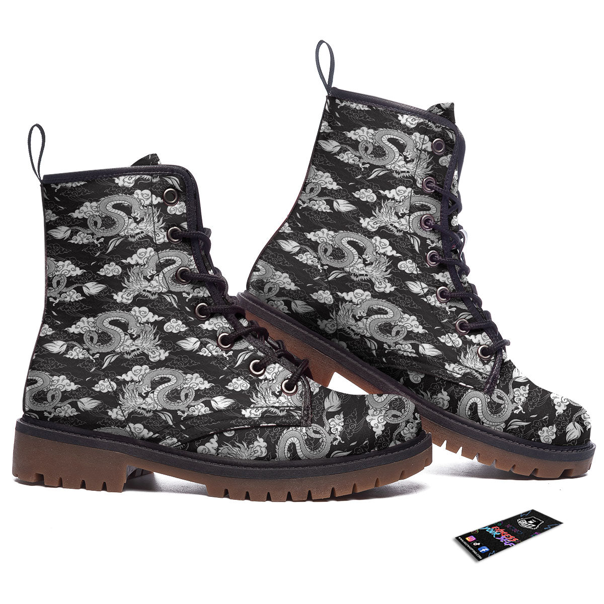 Dragon Eastern Print Pattern Work Boots-grizzshop