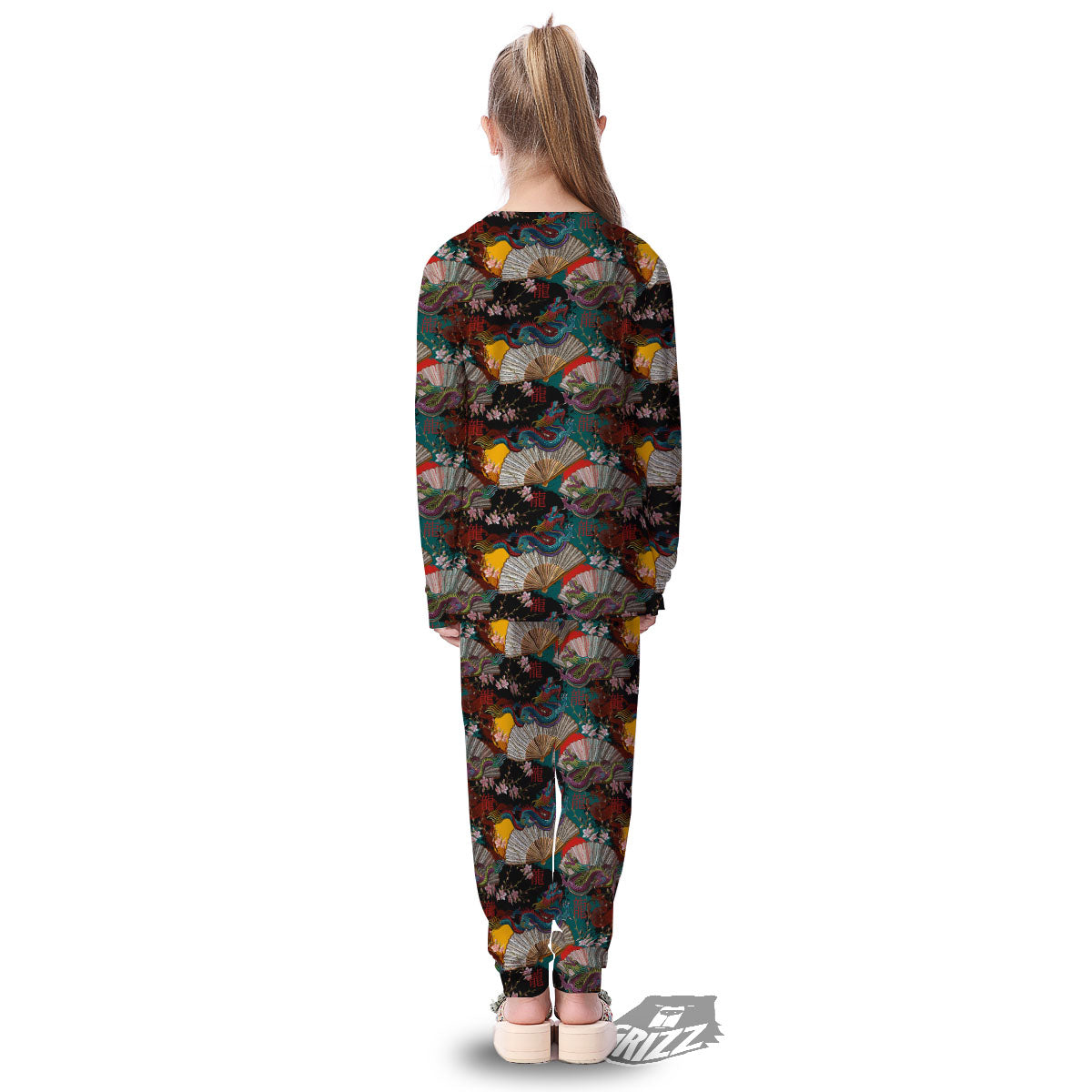 Dragon Embroidery Chinese Print Pattern Kid's Pajamas-grizzshop