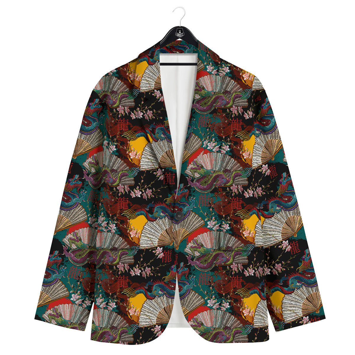 Dragon Embroidery Chinese Print Pattern Men's Sport Coat-grizzshop
