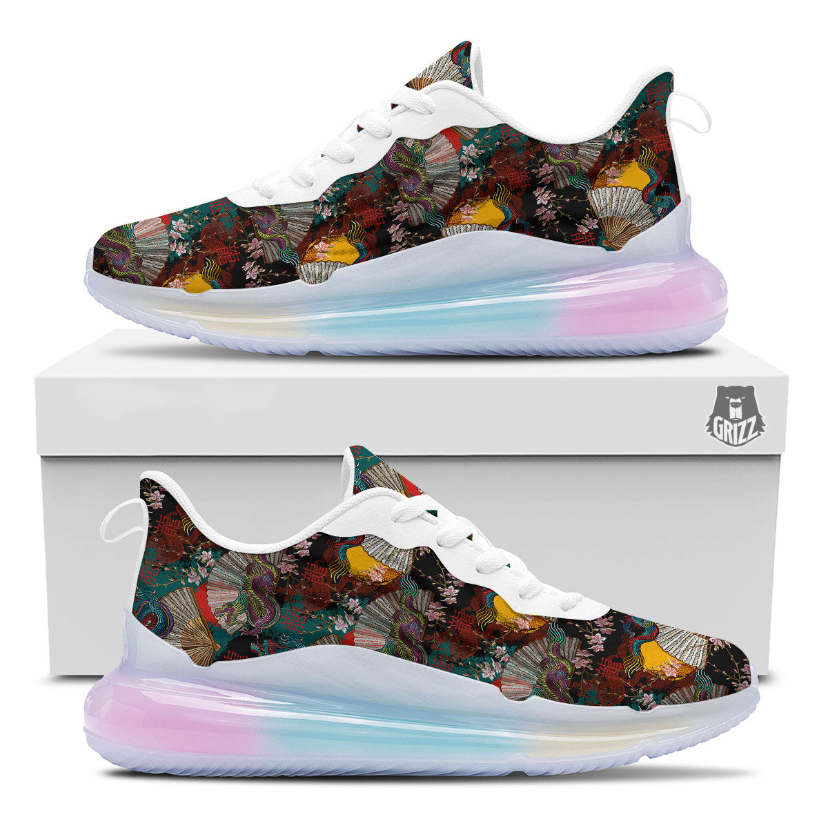Dragon Embroidery Chinese Print Pattern Running Sneakers-grizzshop