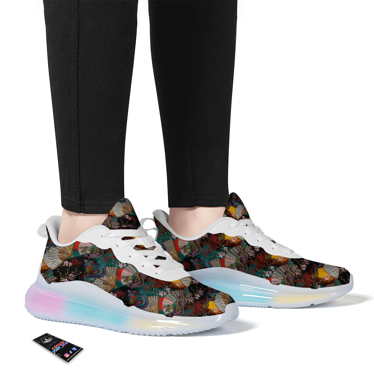 Dragon Embroidery Chinese Print Pattern Running Sneakers-grizzshop