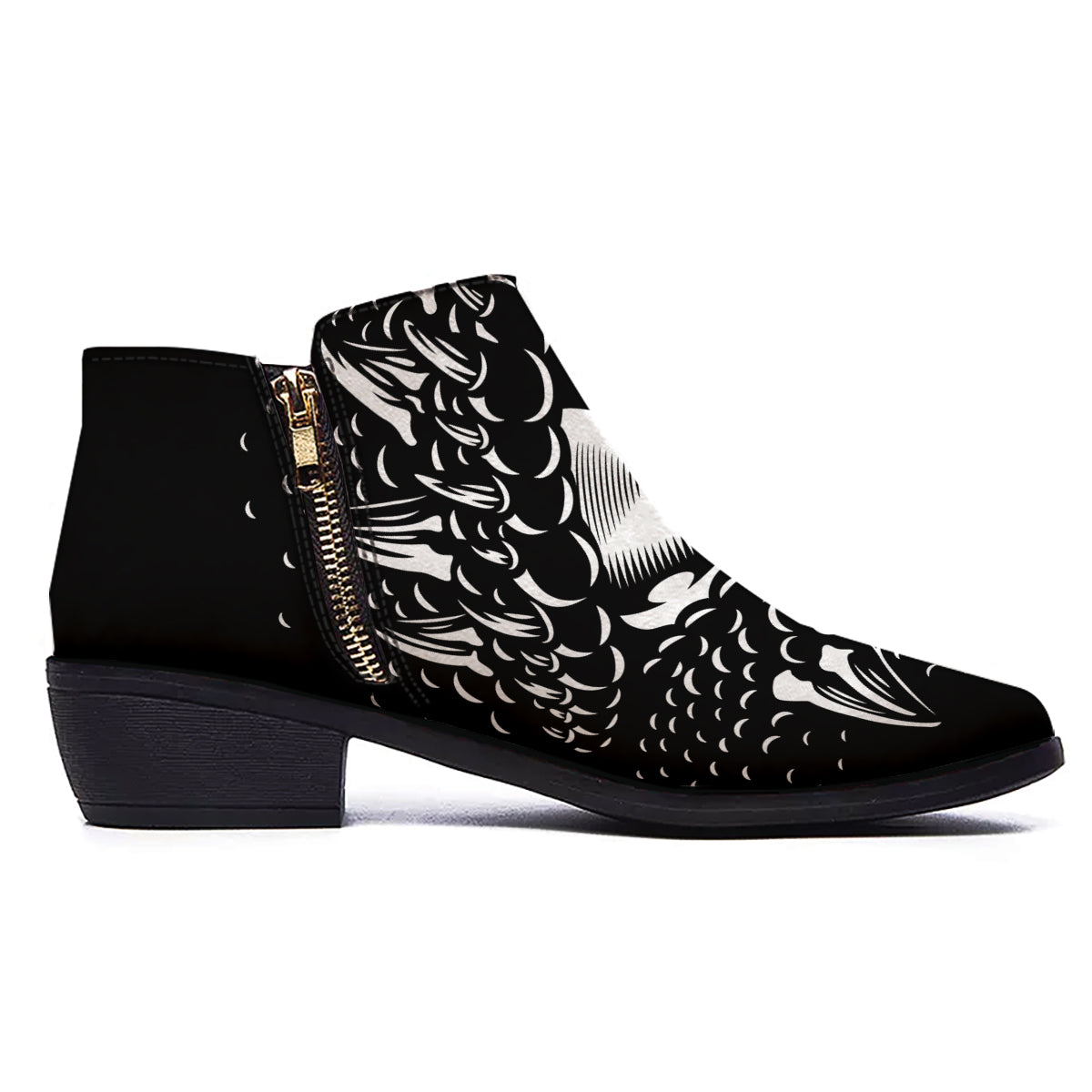 Dragon Eye Print Ankle Boots-grizzshop