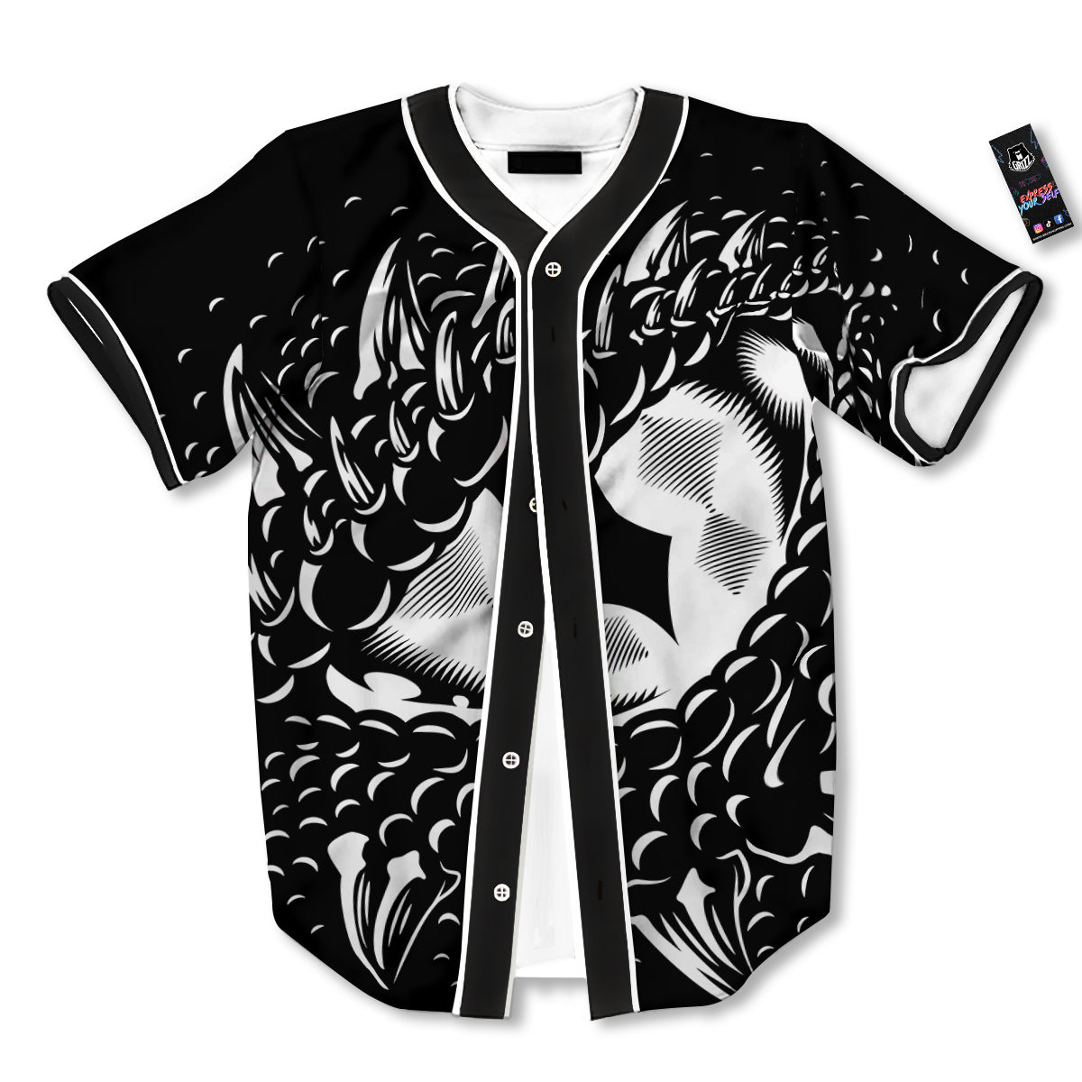 Dragon Eye Print Baseball Jersey-grizzshop