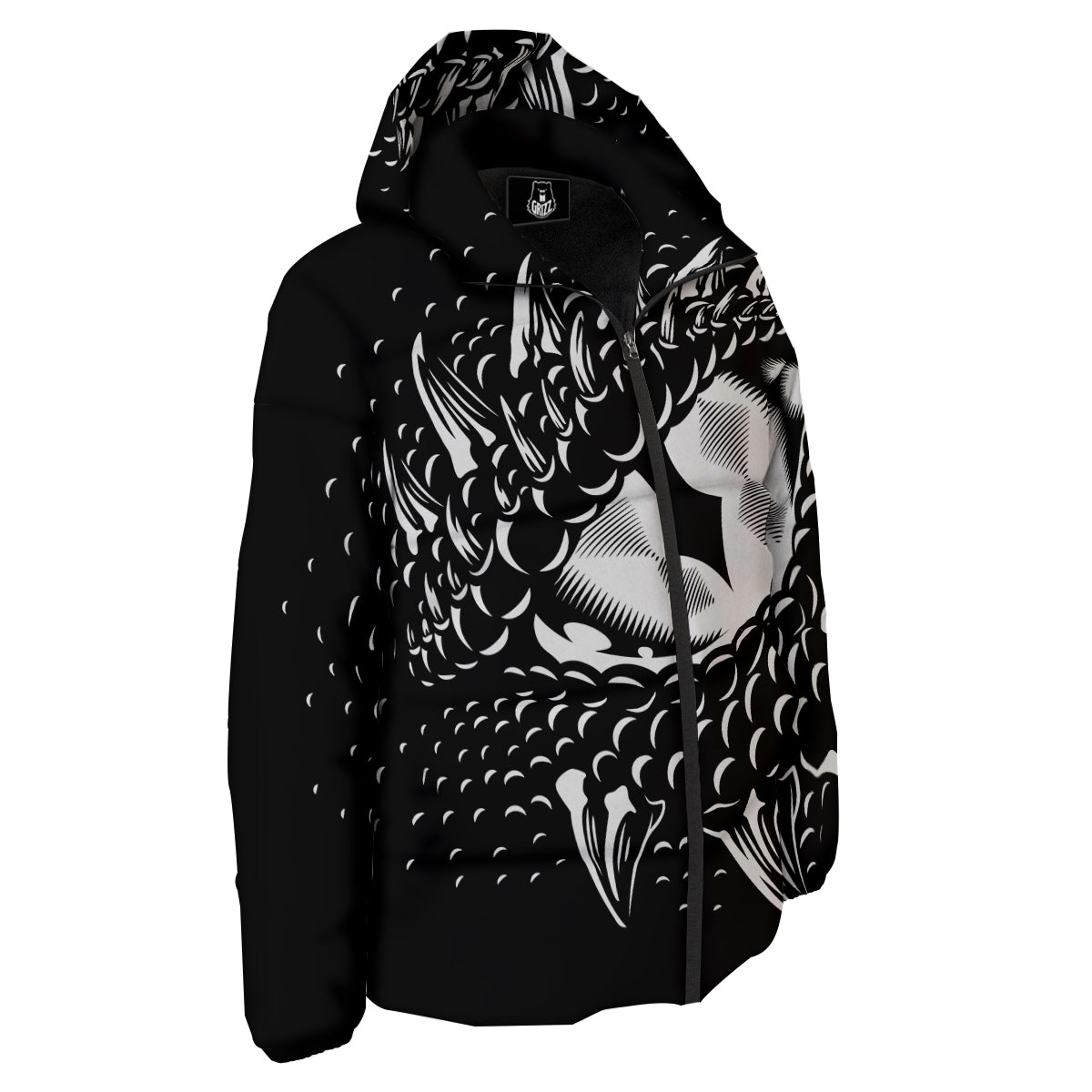Dragon Eye Print Down Jacket-grizzshop