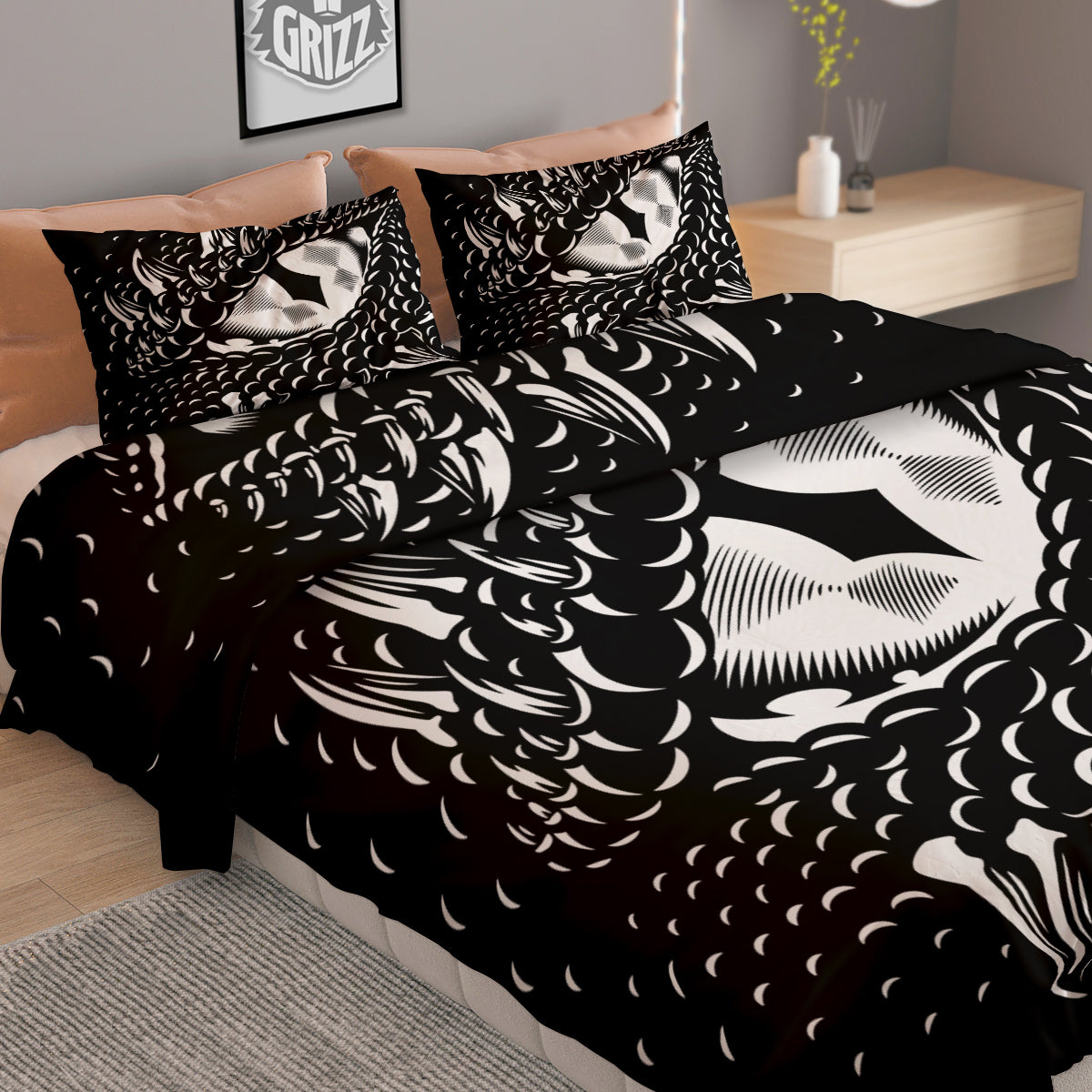 Dragon Eye Print Duvet Cover Bedding Set