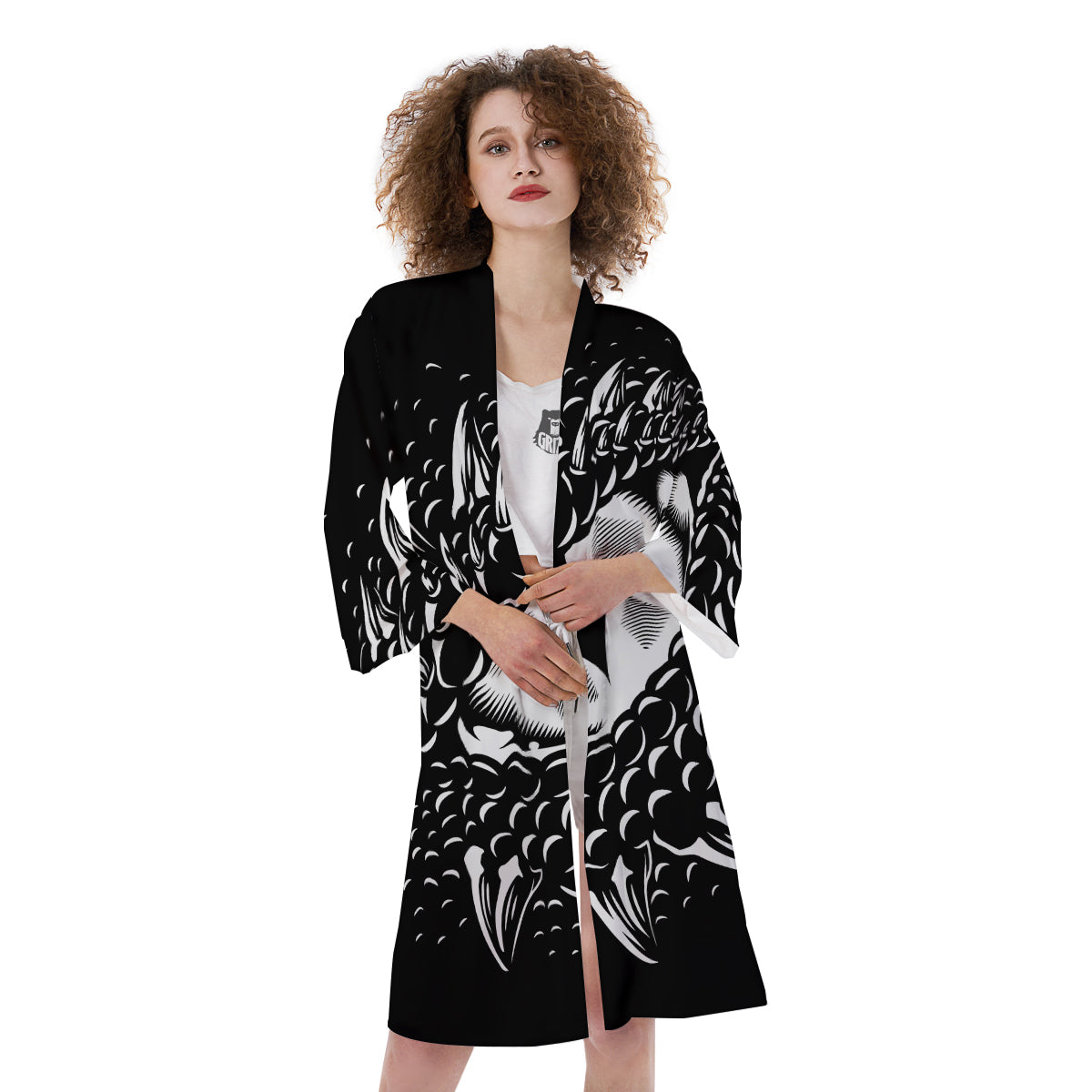 Dragon Eye Print Kimono-grizzshop