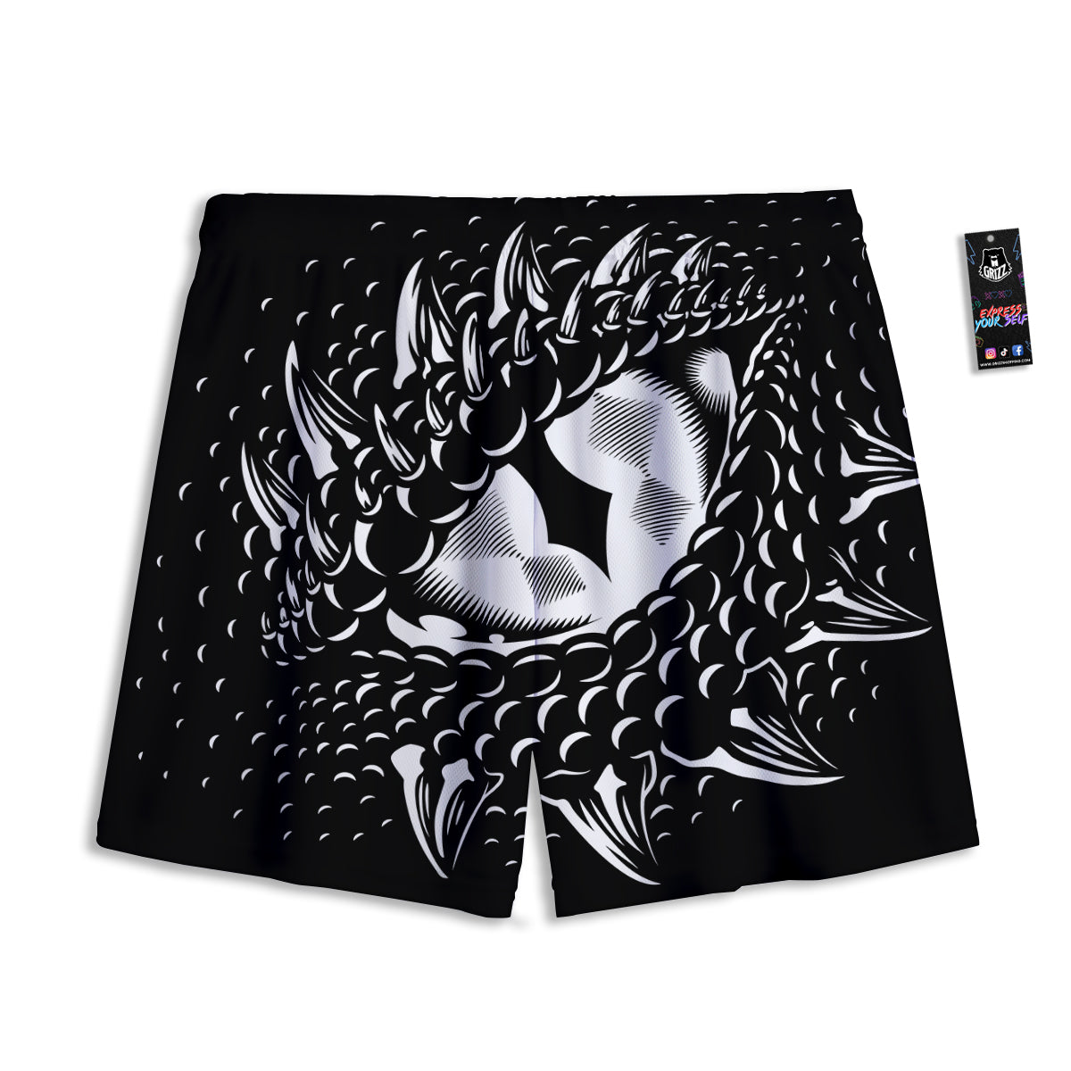 Green Leaf Print Mesh Shorts