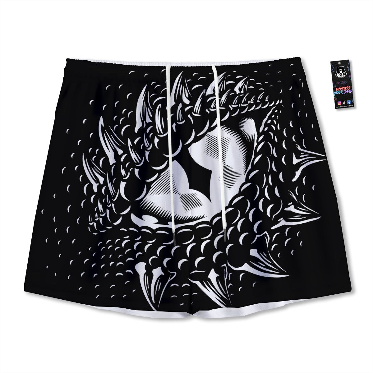 Green Leaf Print Mesh Shorts