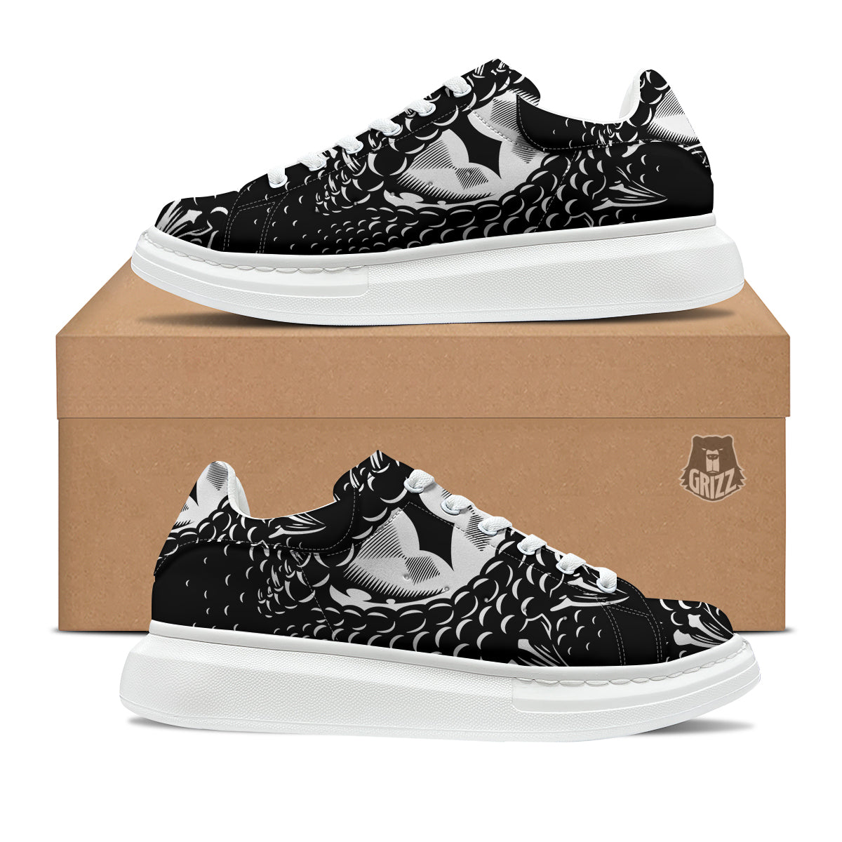 Dragon Eye Print Platform Shoes-grizzshop