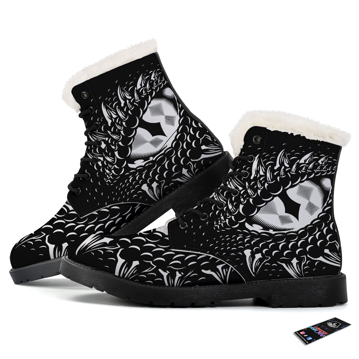 Dragon Eye Print Winter Boots-grizzshop