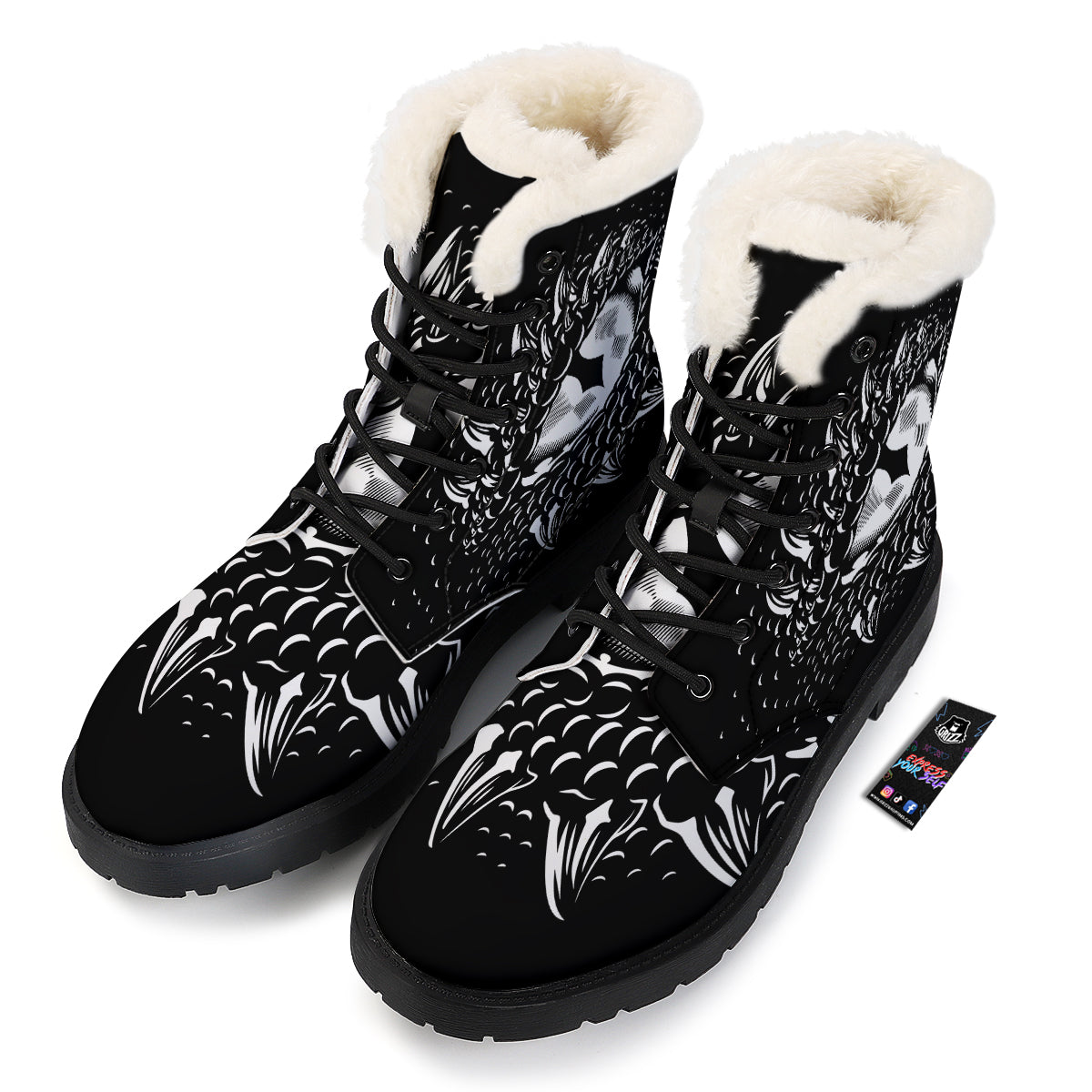 Dragon Eye Print Winter Boots-grizzshop