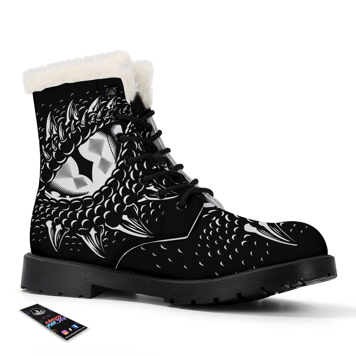 Dragon Eye Print Winter Boots-grizzshop