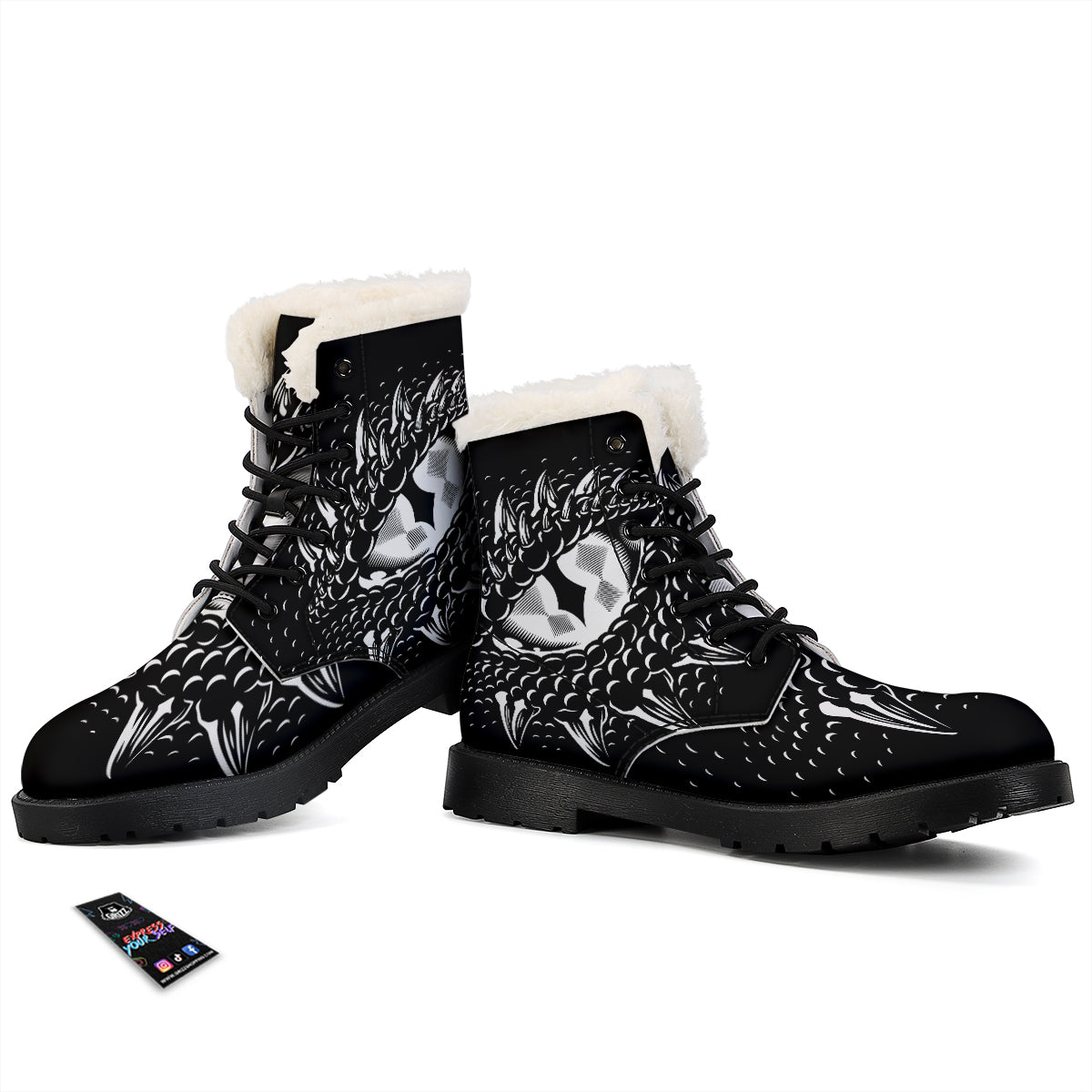Dragon Eye Print Winter Boots-grizzshop
