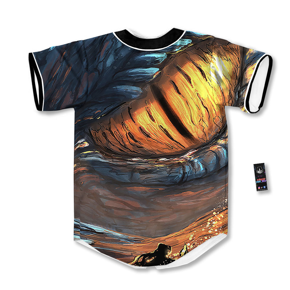 Dragon Eyes Watercolor Print Baseball Jersey-grizzshop