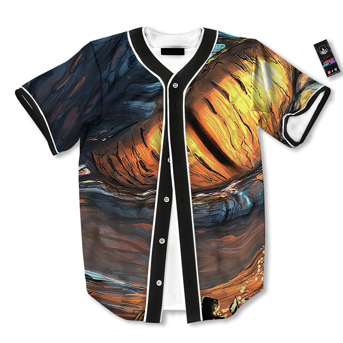 Dragon Eyes Watercolor Print Baseball Jersey-grizzshop