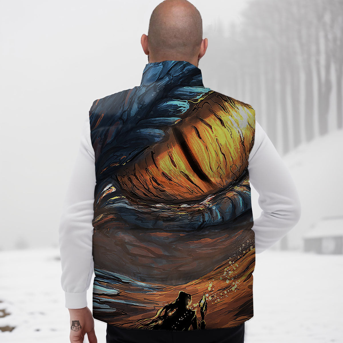 Dragon Eyes Watercolor Print Down Vest