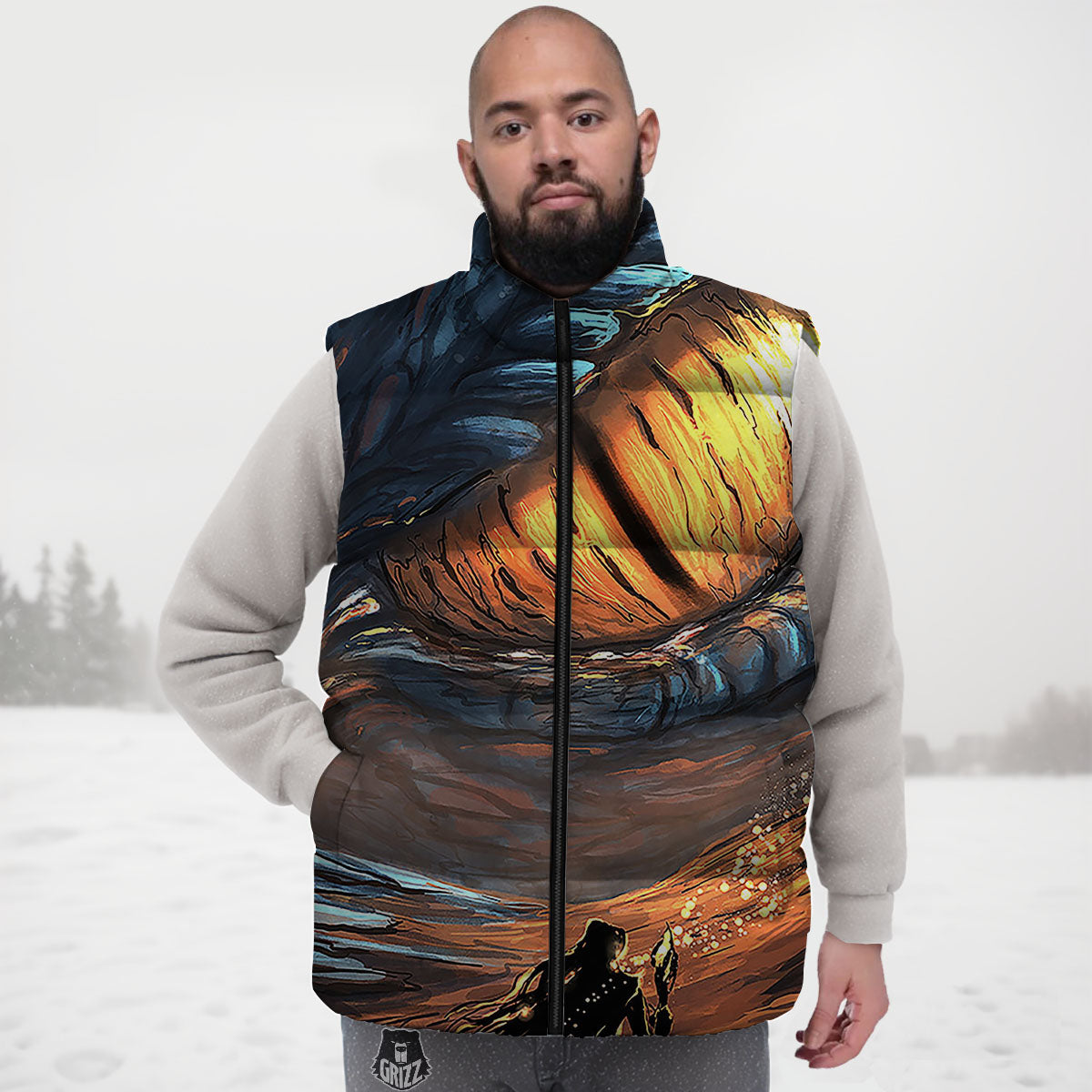 Dragon Eyes Watercolor Print Down Vest