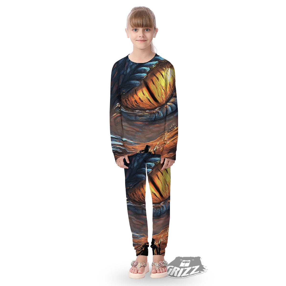 Dragon Eyes Watercolor Print Kid's Pajamas-grizzshop