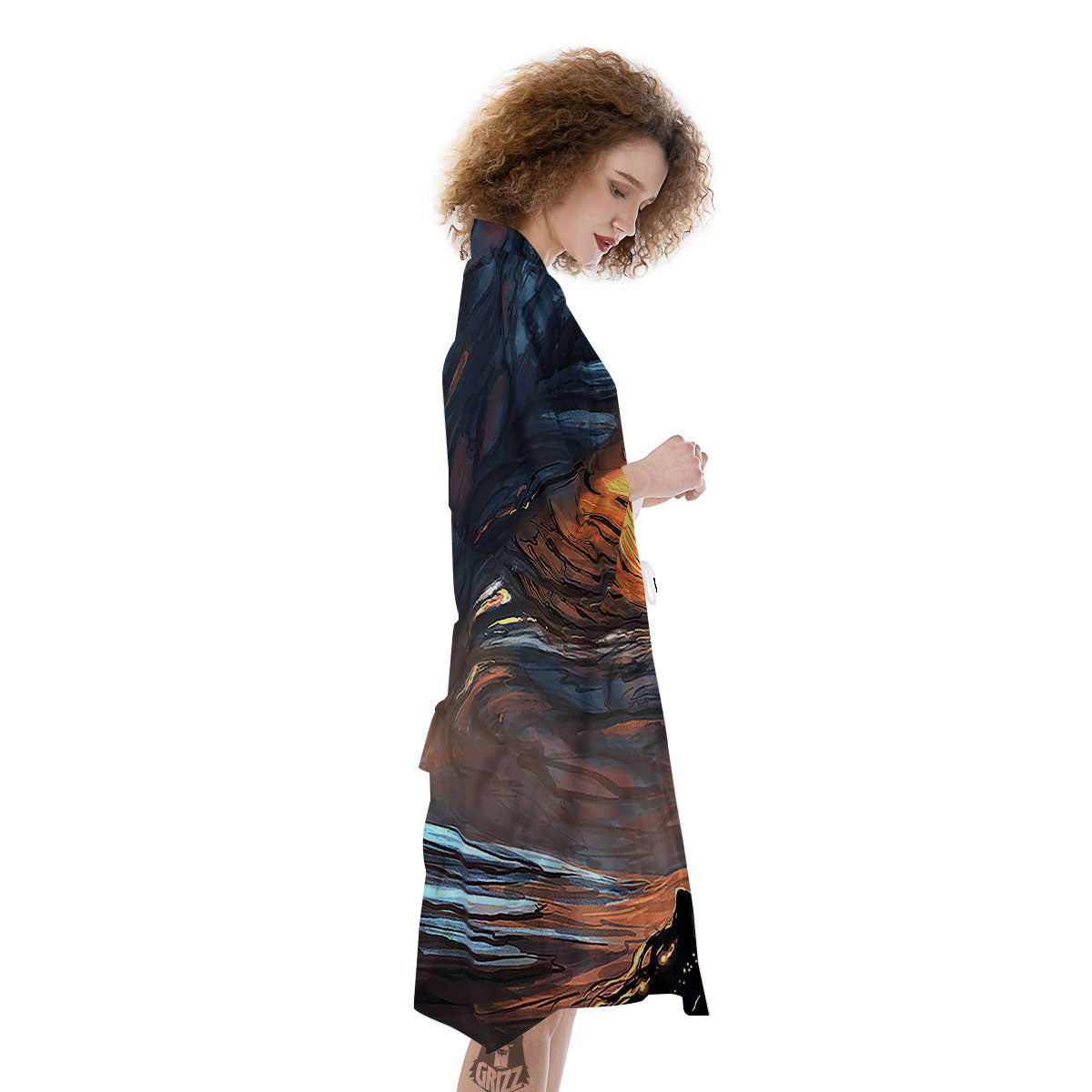 Dragon Eyes Watercolor Print Kimono-grizzshop