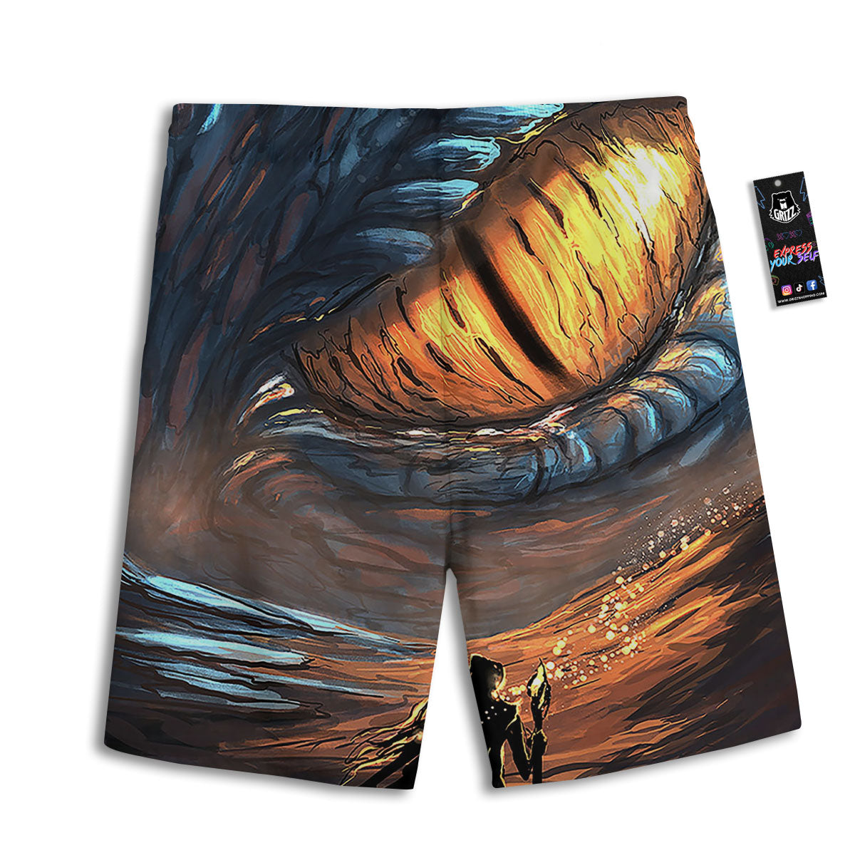 Dragon Eyes Watercolor Print Men's Athletic Shorts
