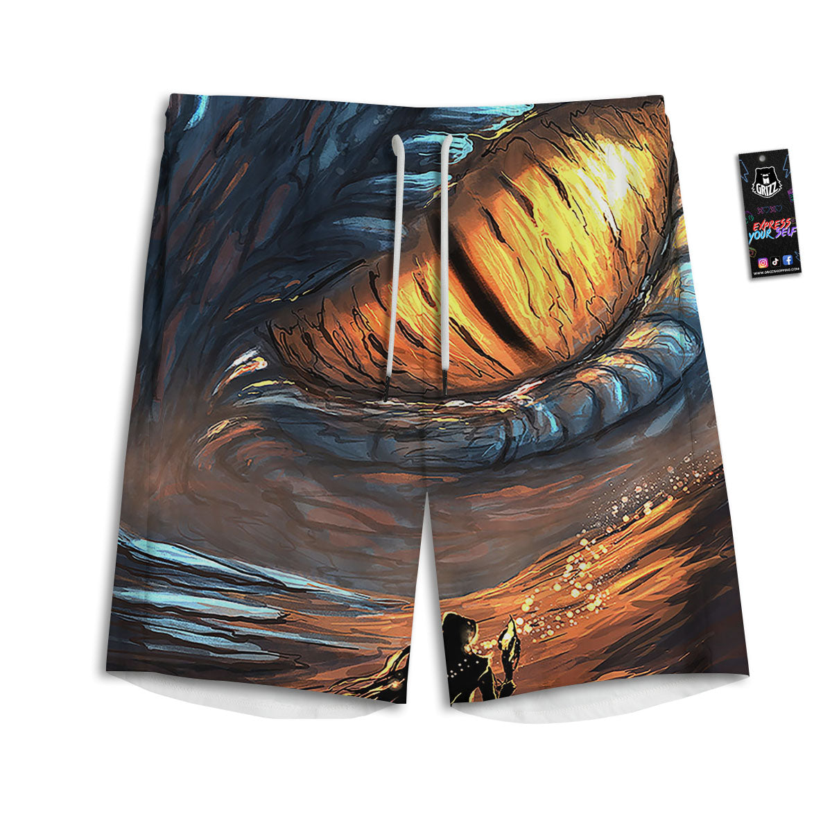 Dragon Eyes Watercolor Print Men's Athletic Shorts