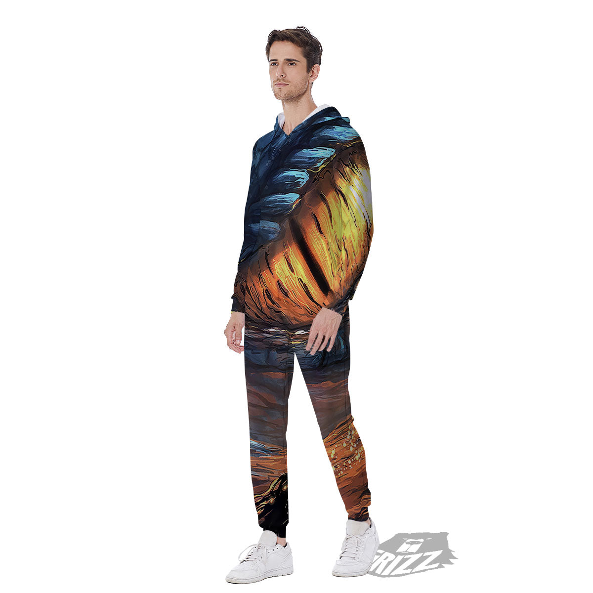 Dragon Eyes Watercolor Print Men's Jumpsuit-grizzshop