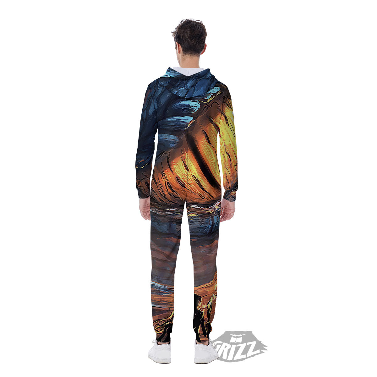 Dragon Eyes Watercolor Print Men's Jumpsuit-grizzshop