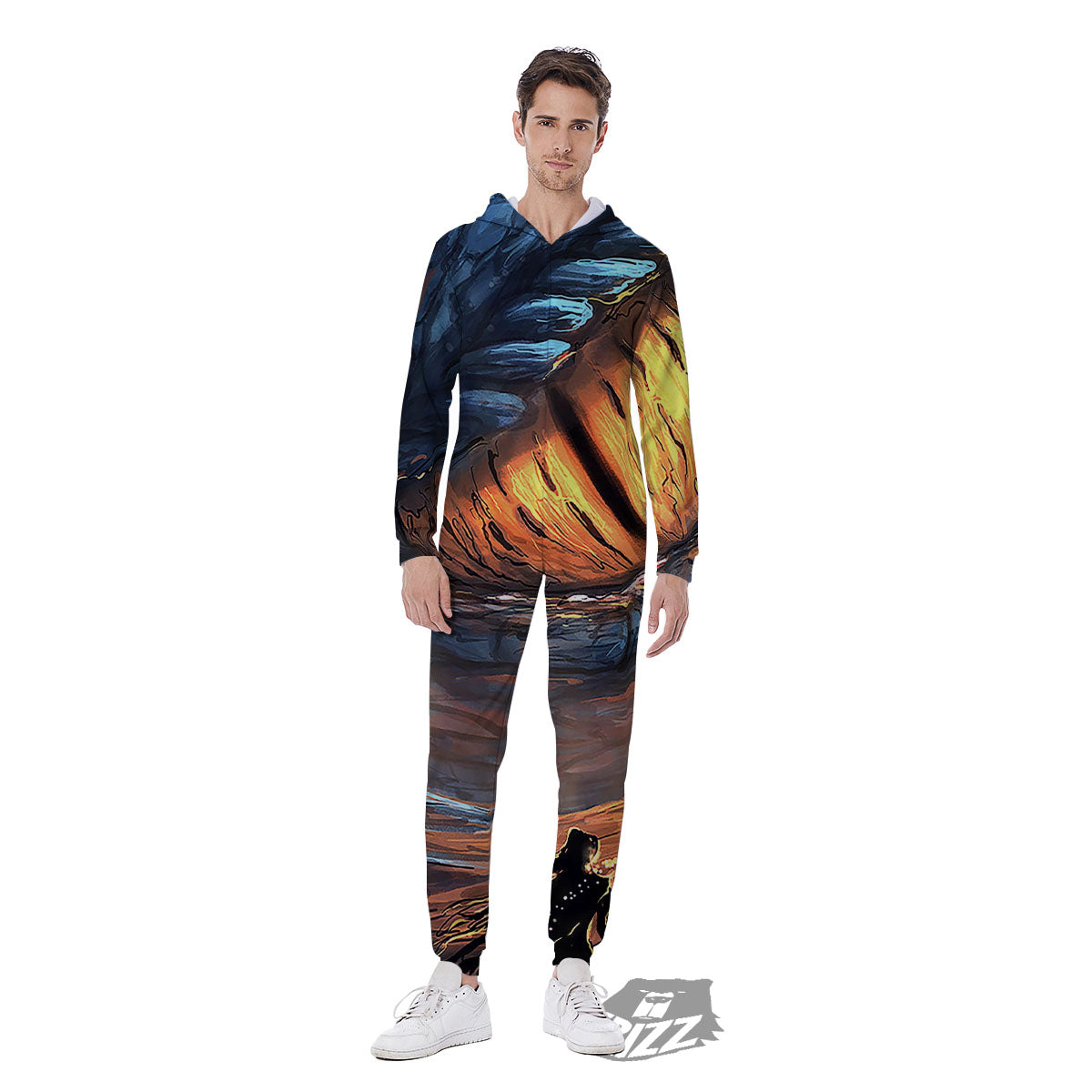 Dragon Eyes Watercolor Print Men's Jumpsuit-grizzshop