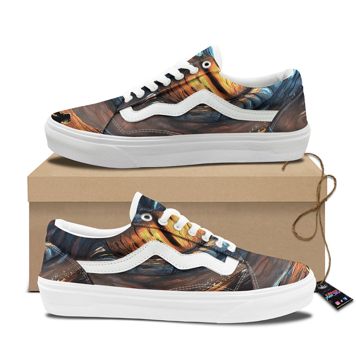 Dragon Eyes Watercolor Print Skate Shoes-grizzshop