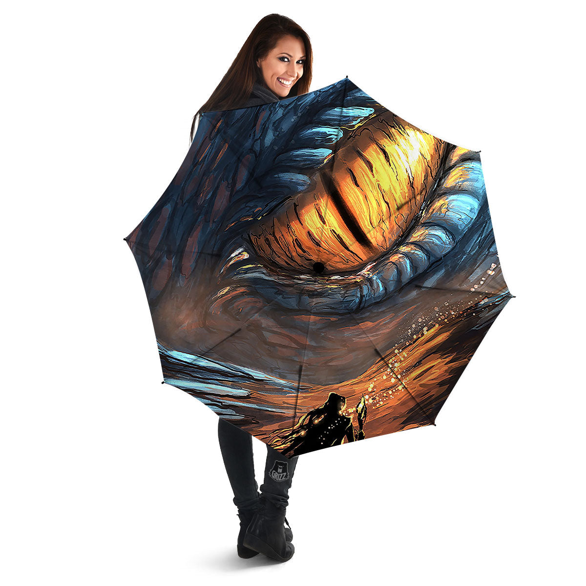 Dragon Eyes Watercolor Print Umbrella-grizzshop