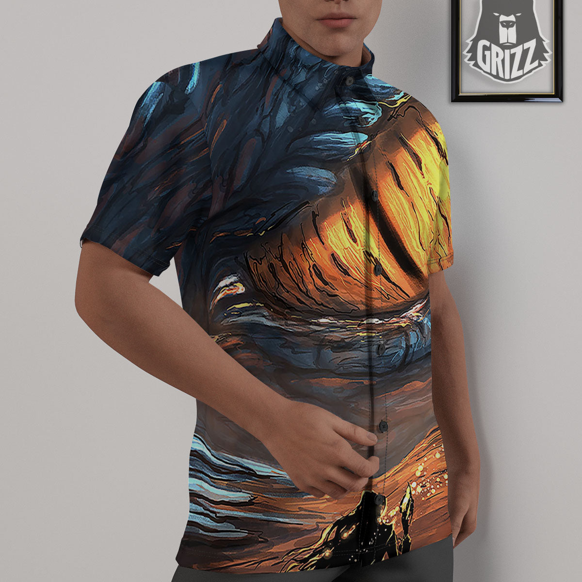 Dragon Eyes Watercolor Print Untucked Shirts-grizzshop
