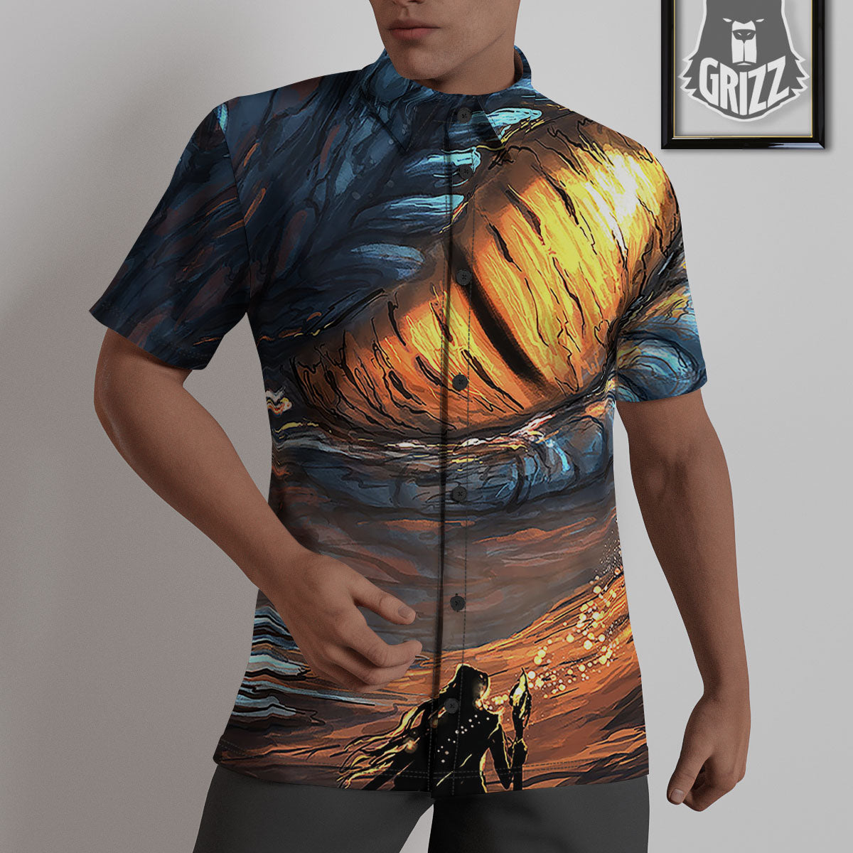 Dragon Eyes Watercolor Print Untucked Shirts-grizzshop