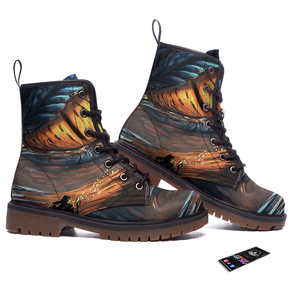 Dragon Eyes Watercolor Print Work Boots-grizzshop