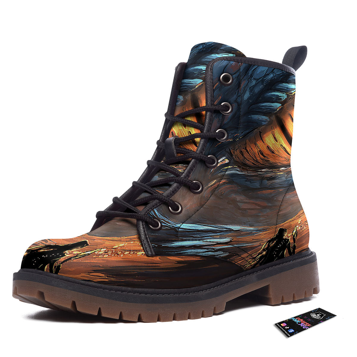 Dragon Eyes Watercolor Print Work Boots-grizzshop
