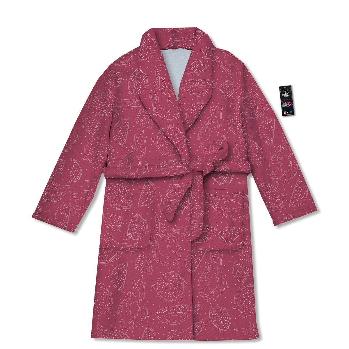 Dragon Fruit Hand Drawn Print Pattern Bathrobe-grizzshop